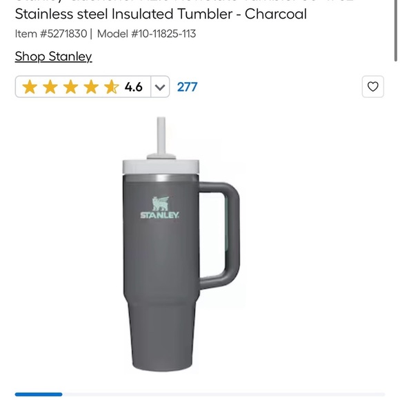 Stanley Matte Tumbler with Handle and Lid in color 'charcoal' 30 ounce - Picture 8 of 8